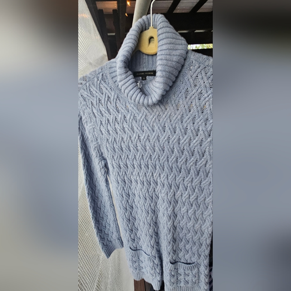 JEANNE PIERRE Light Blue Cowl Neck Sweater